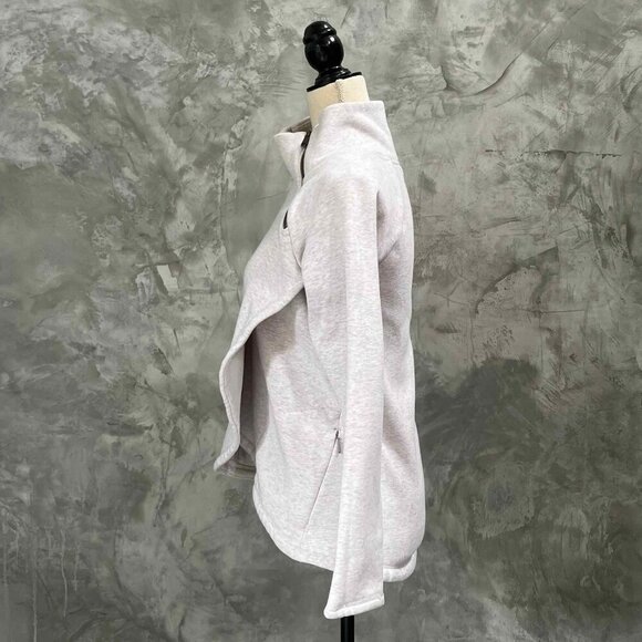 Athleta Cozy Karma Asym Pullover Wrap Sweatshirt Longsleeve Heather White XS - Picture 8 of 14